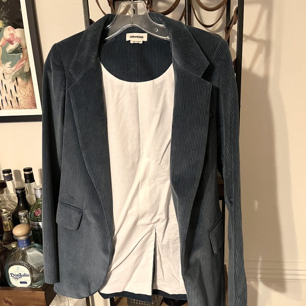 Zadig & Voltaire Velour Blue Blazer - New with Tags Size 36